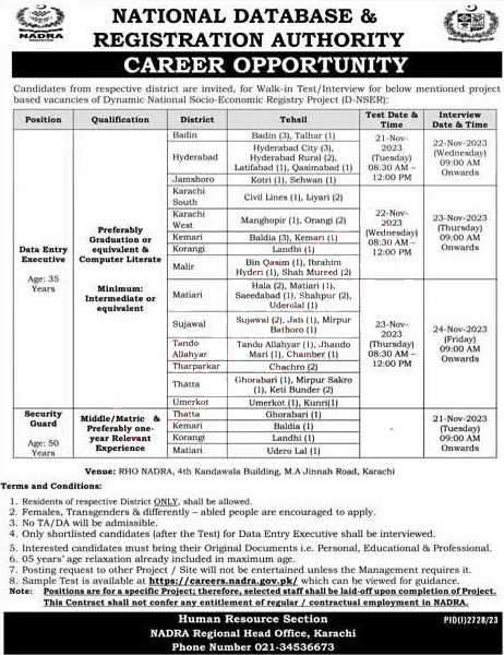 NADRA Jobs 2023 Online Apply Form Nadra.gov.pk